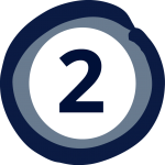 Cerchio blu con il numero due all'interno